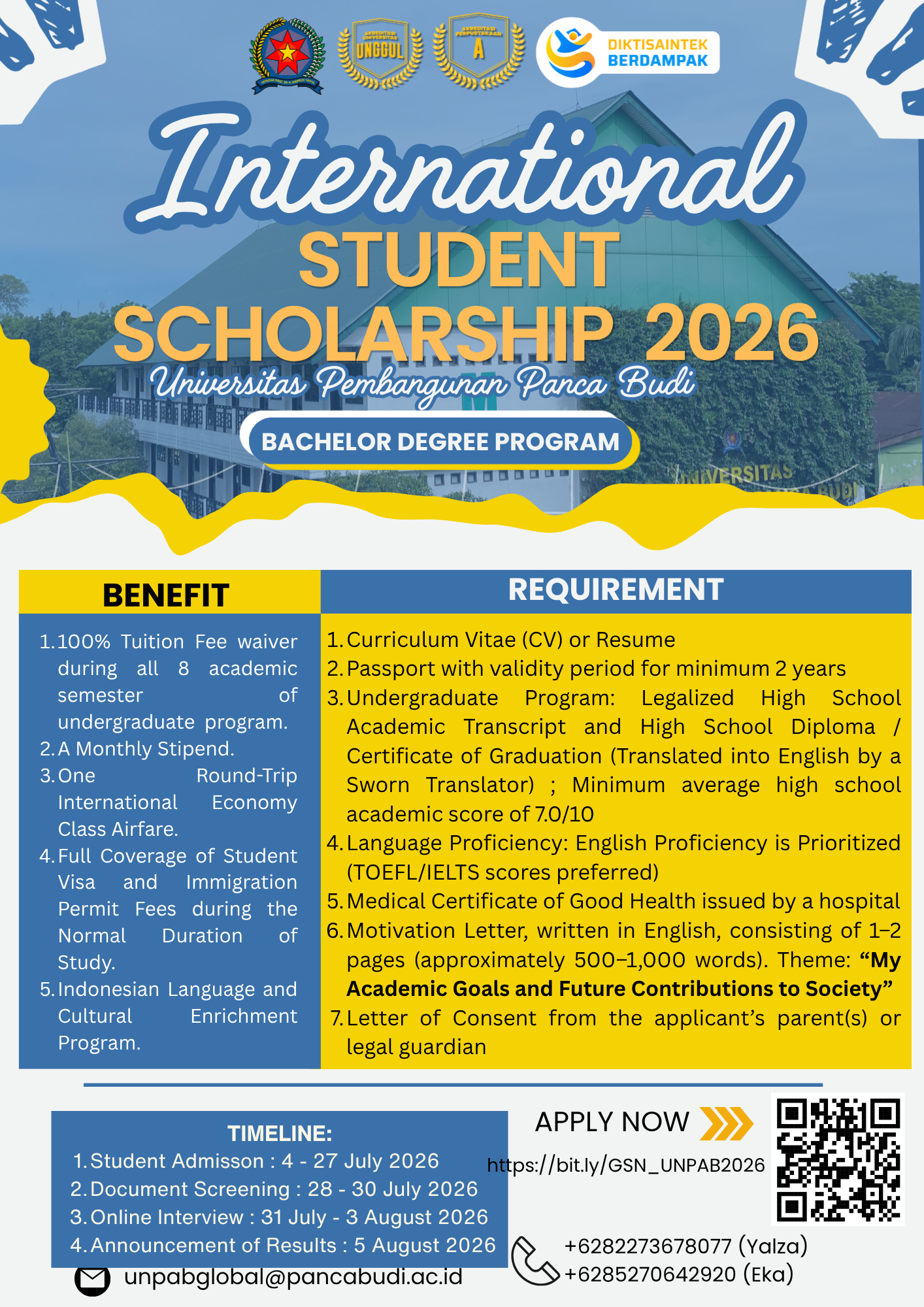 International Student Scholarship 2026 Universitas Pembangunan Panca Budi